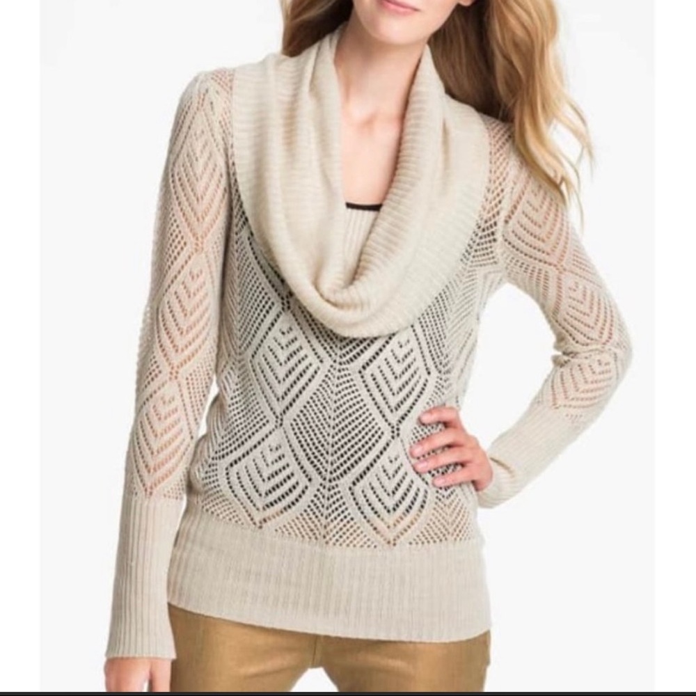 Lucky Brand Paula Pointelle Cowl Neck Sweater